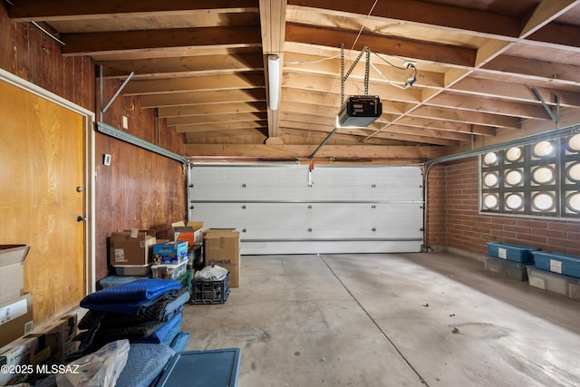 garage with a garage door opener