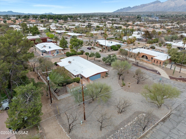 bird's eye view featuring a residential view and a mountain view