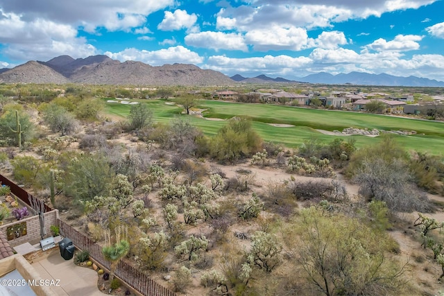 view of mountain feature with golf course view