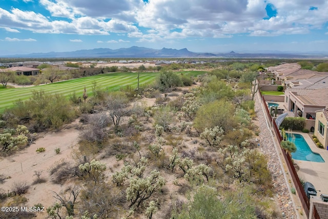 drone / aerial view with a mountain view