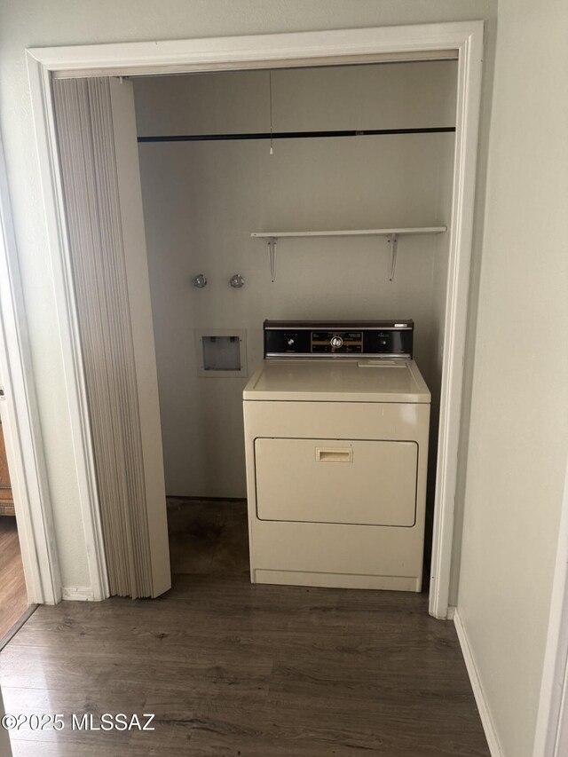 1117 E Irene St, Pearce, AZ 85625 - washroom with dark wood-style floors, laundry area, and washer / clothes dryer