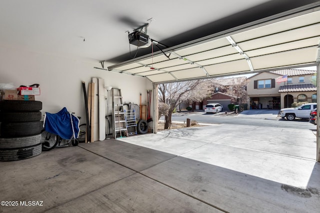 garage with a garage door opener