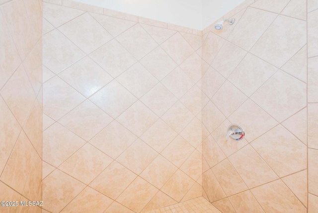 details with a tile shower