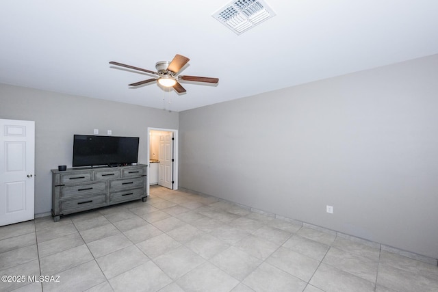 bedroom featuring ceiling fan and visible vents