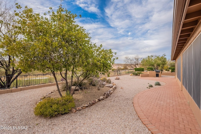 view of yard with a patio area and a fenced backyard