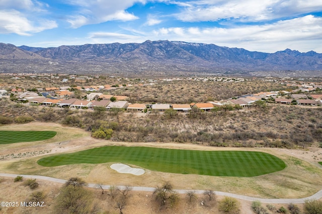 view of mountain feature with golf course view