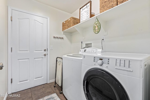 laundry room featuring laundry area, independent washer and dryer, and tile patterned flooring