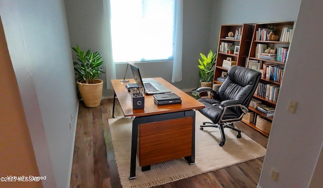 office with wood finished floors
