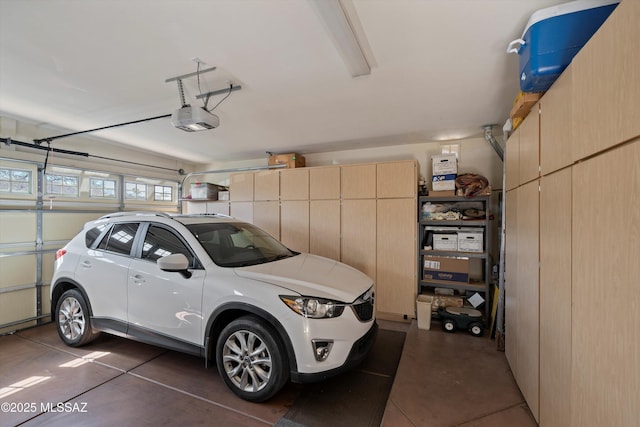 garage with a garage door opener