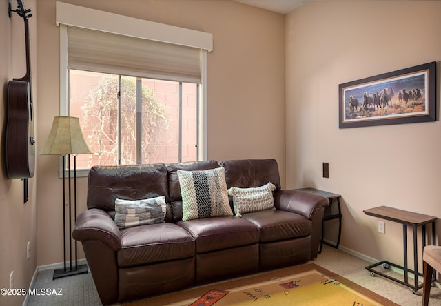 living area with baseboards