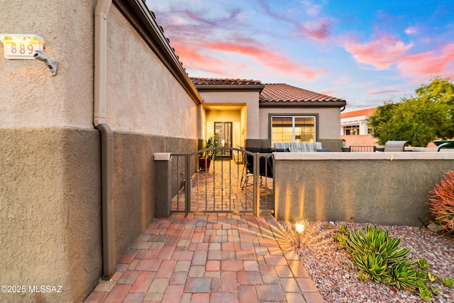 exterior space with a gate and fence