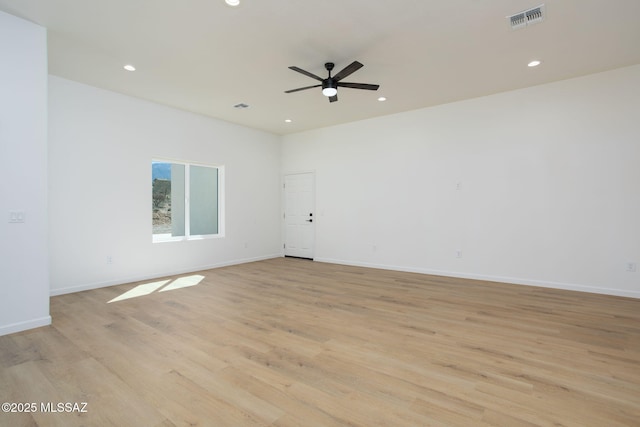 15809 N Twin Lakes Dr NW, Tucson, AZ 85739 - unfurnished room featuring a ceiling fan, recessed lighting, light wood finished floors, and visible vents