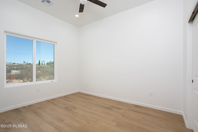 15809 N Twin Lakes Dr NW, Tucson, AZ 85739 - spare room featuring a ceiling fan, baseboards, light wood finished floors, and visible vents