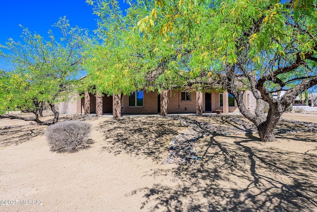 view of property hidden behind natural elements