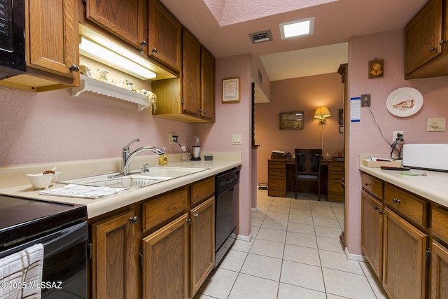 kitchen with dishwasher, light countertops, and brown cabinetry