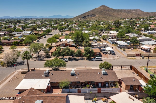 aerial view featuring a residential view and a mountain view