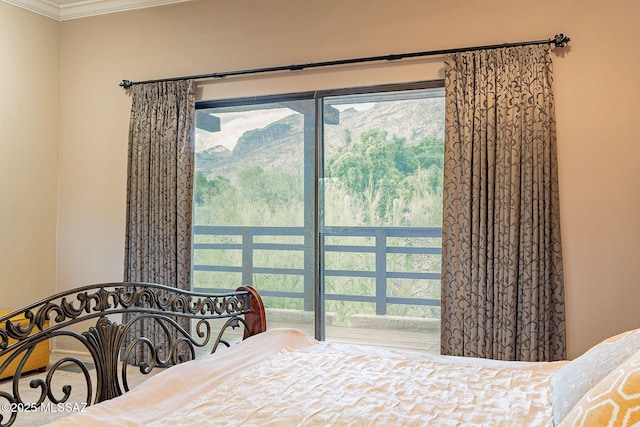 bedroom featuring crown molding