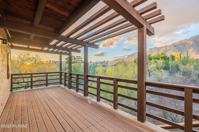 deck with a mountain view