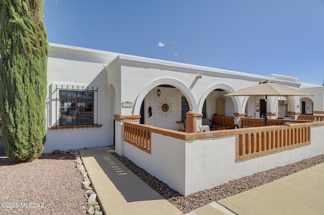 view of front of home with stucco siding