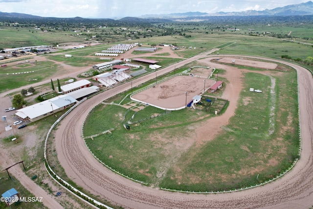 drone / aerial view with a rural view and a mountain view