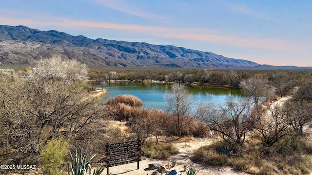 property view of water featuring a mountain view