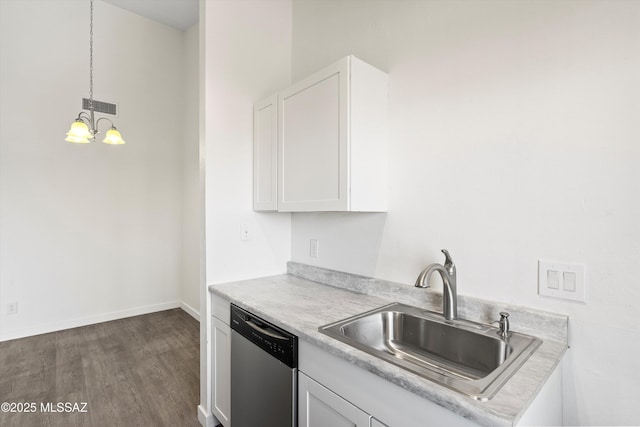 kitchen featuring a sink, white cabinetry, and dishwasher