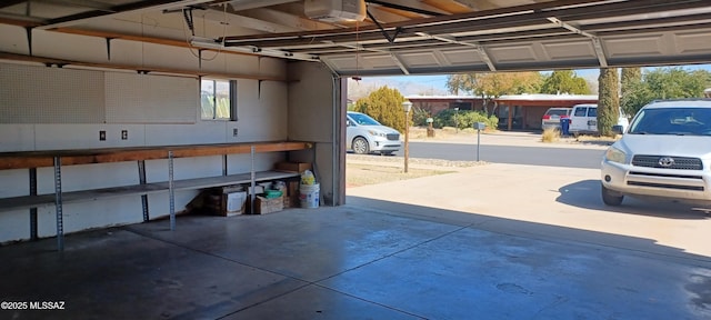 garage with a garage door opener