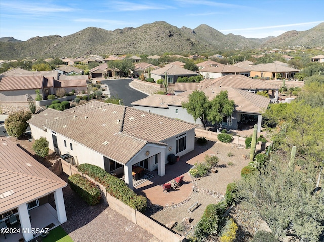 aerial view with a mountain view and a residential view