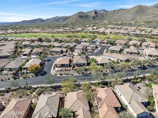 birds eye view of property featuring a residential view and a mountain view