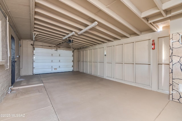 garage with a garage door opener