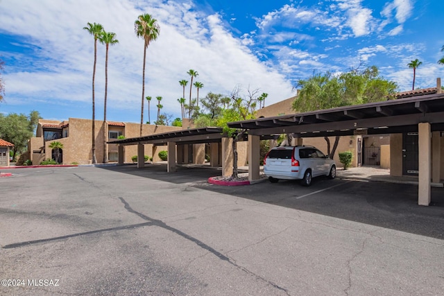 view of covered parking lot