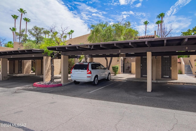view of covered parking lot