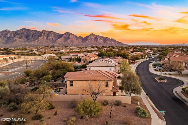 13076 N Desert Olive Dr, Oro Valley, AZ 85755 - bird's eye view featuring a mountain view and a residential view