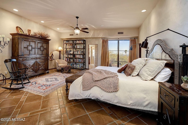 bedroom with visible vents and recessed lighting