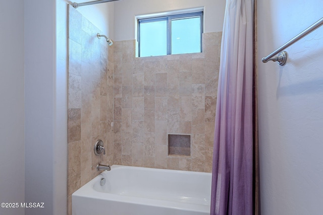 full bath featuring shower / bath combination with curtain