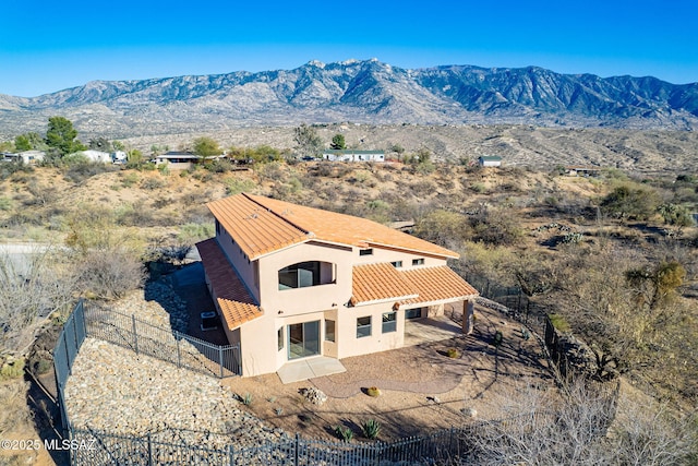 drone / aerial view with a mountain view