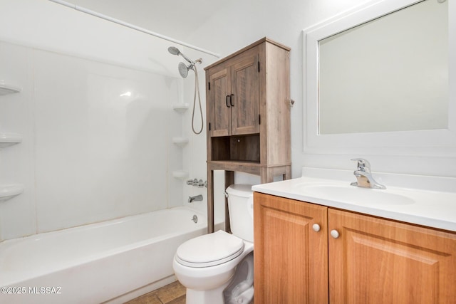 full bath with vanity, toilet, and tub / shower combination