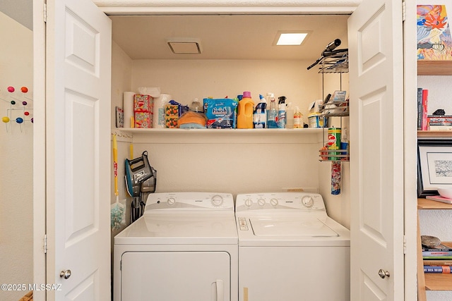 laundry area with washing machine and dryer and laundry area