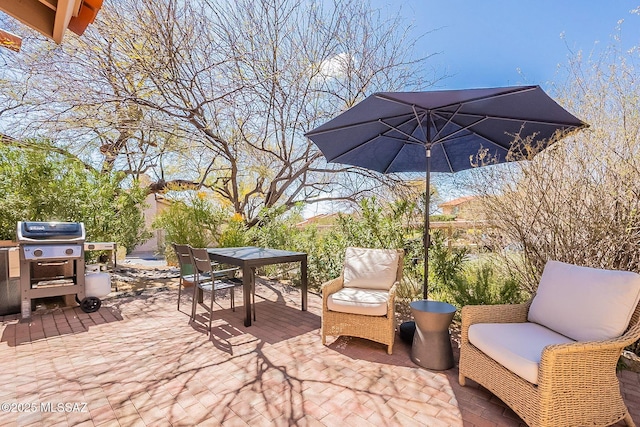 view of patio / terrace with area for grilling and outdoor dining space