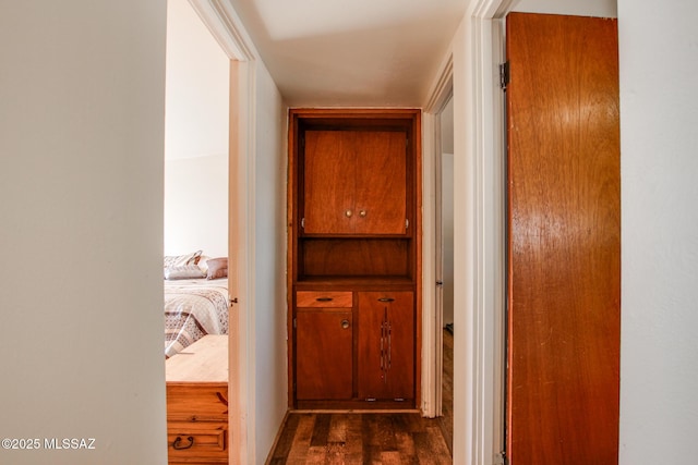 hall featuring dark wood-type flooring