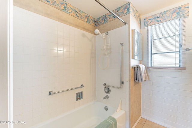 full bath featuring bathtub / shower combination and tile patterned floors