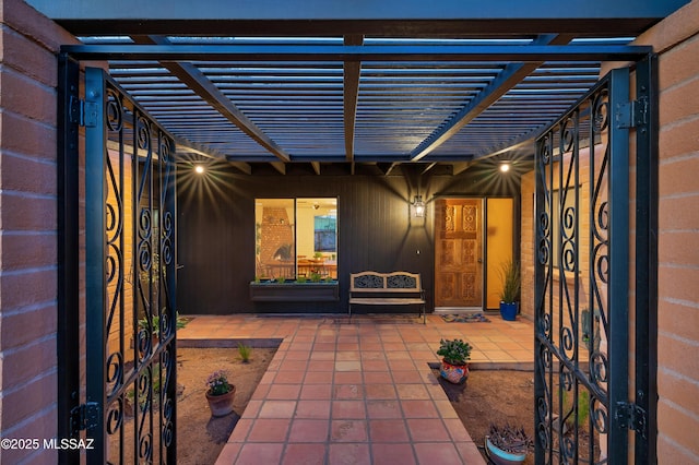 exterior space with a pergola