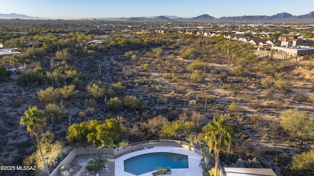 aerial view with a residential view and a mountain view