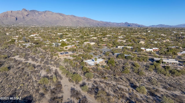 drone / aerial view featuring a mountain view