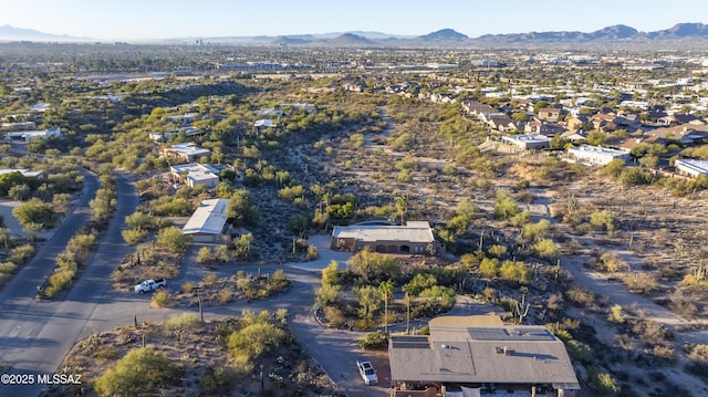 aerial view featuring a residential view and a mountain view