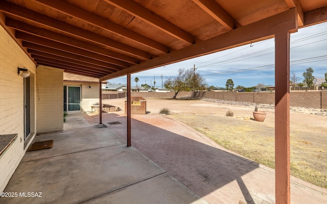 view of patio featuring a fenced backyard