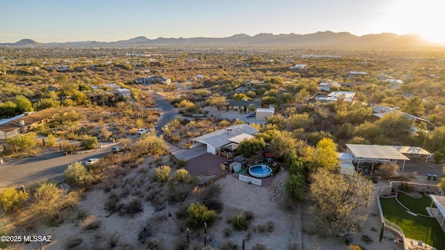 birds eye view of property featuring a residential view and a mountain view