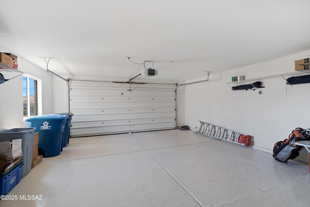 garage with a garage door opener