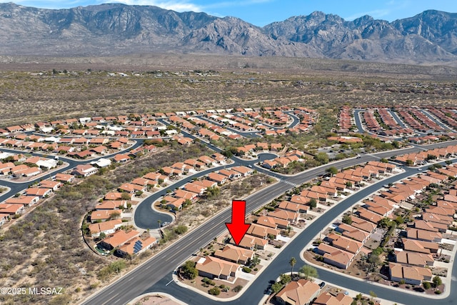 aerial view with a residential view and a mountain view