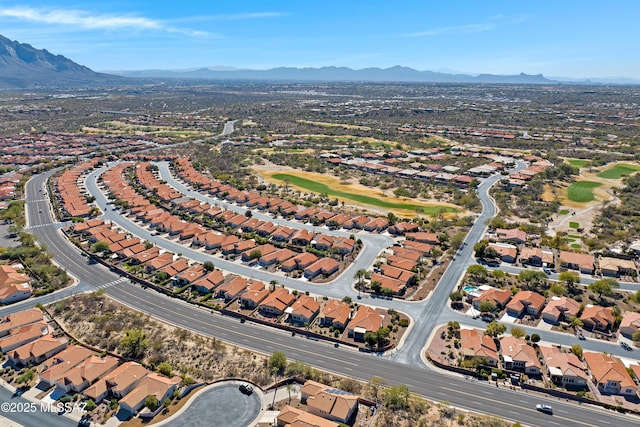 aerial view with a residential view and a mountain view